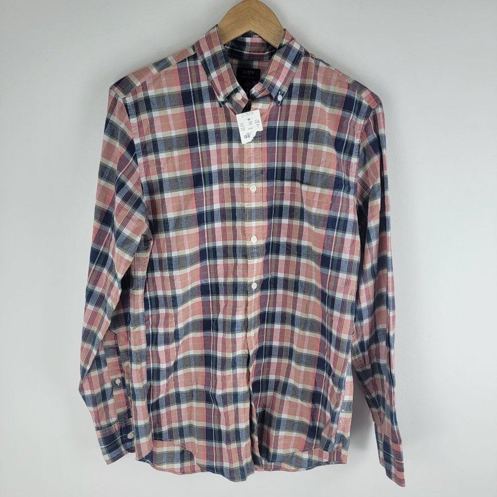 NEW J Crew Summer Plaid Long Sleeve Shirt Multi Color Size S